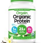 Orgain Organic Vegan Protein Powder, Vanilla Bean - 21g of Plant Based Protein, Low Net Carbs, Gluten Free, Lactose Free, No Sugar Added, Soy Free, Kosher, Non-GMO, 2.03 Lb