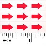 1,300 Small Red Arrow White Rectangle Background Stickers Kiss Cut Self Adhesive Quality Control Check Color Coding?
