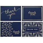100 Thank You Cards Bulk ? Thank You Notes, Navy Blue & Gold ? Blank Note Cards with Envelopes ? Perfect for Business