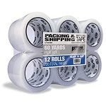 12 Pack Clear Heavy Duty Packing Tape, Shipping Tape Rolls, Commercial/Industrial Grade, by Better Office
