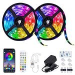 COCOCKA 32.8ft RGB LED Strip Lights, Bluetooth Color Changing LED Lights with App Control, Remote, Control Box?28Scenes?
