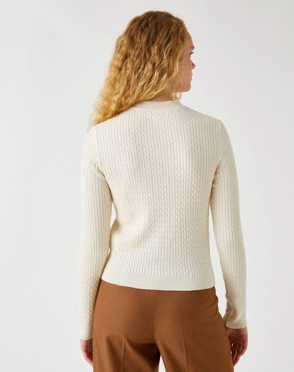 Knitted Detailed Sweater Cream - Image 3